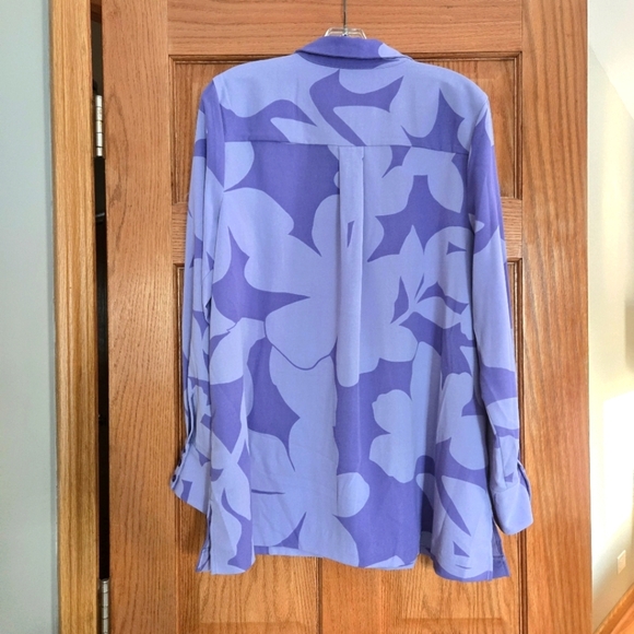 Womens ALFANI button Dawn Serene Floral Purple Blouse Size Large - Picture 2 of 8